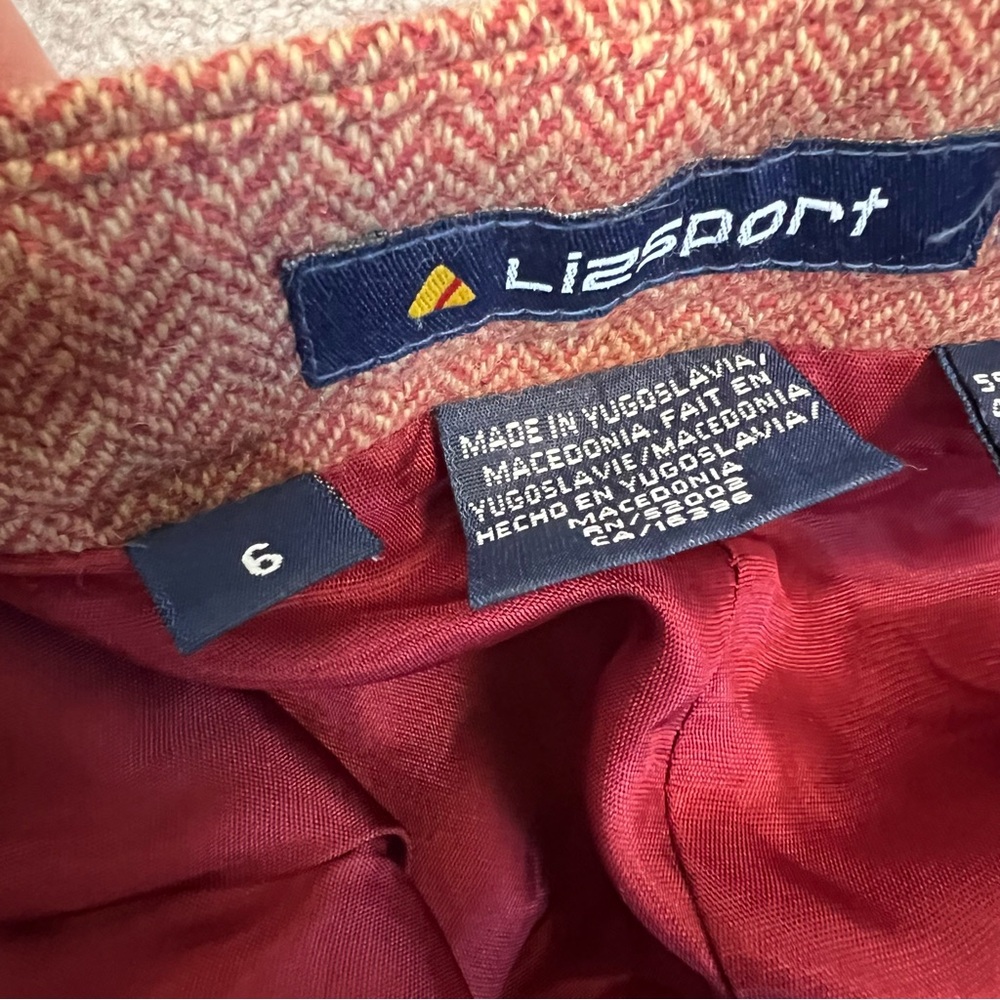 LIzSport Vintage Tweed Pantsuit Rust Herringbone Blazer Pants Set Size 6 - Picture 15 of 15